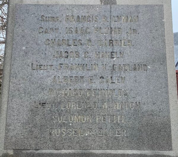 SHERBURNE CIVIL WAR MEMORIAL HONOR ROLL STONE