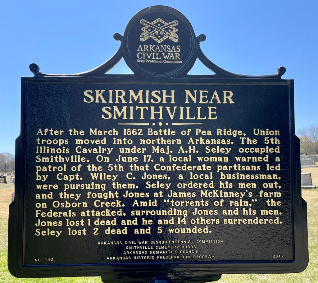 SKIRMISH NEAR SMITHVILLE WAR MEMORIAL MARKER