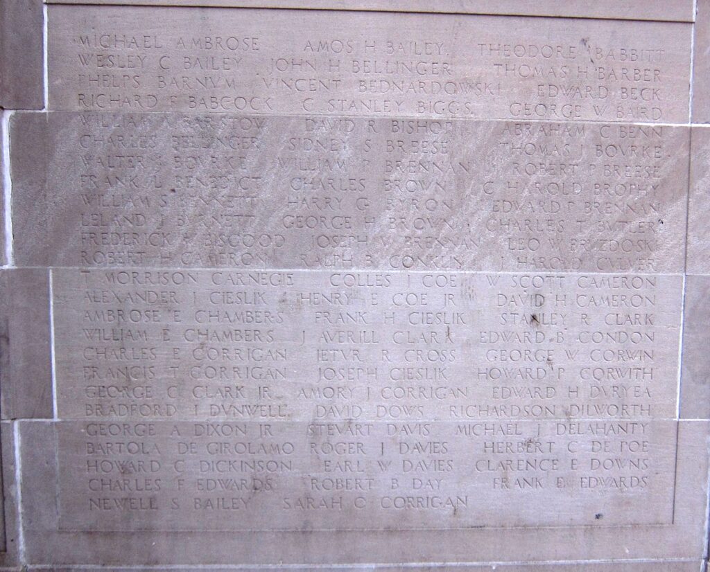 SOUTHAMPTON WORLD WAR I MEMORIAL HONOR ROLL STONE A