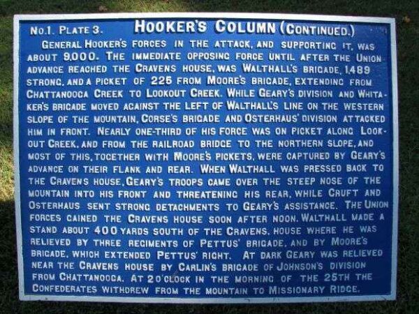 HOOKER’S COLUMN MEMORIAL PLAQUE III