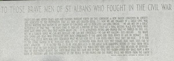 ST. ALBANS CIVIL WAR MEMORIAL DEDICATION STONE