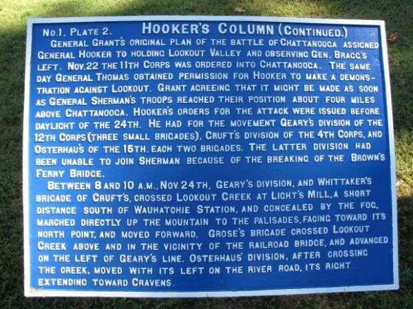 HOOKER’S COLUMN MEMORIAL PLAQUE II