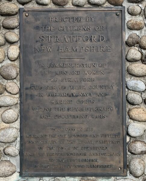 STRATFORD, N.H. WAR MEMORIALS PLAQUE B