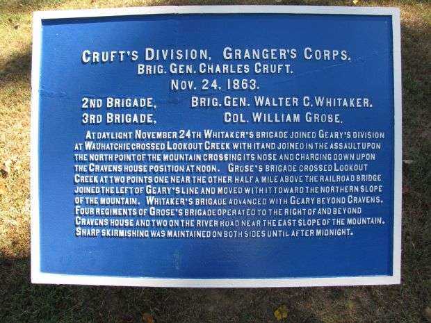 CRUFT’S DIVISION, GRANGER’S CORPS MEMORIAL PLAQUE