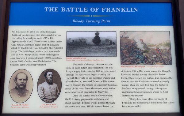 THE BATTLE OF FRANKLIN BLOODY TURNING POINT MEMORIAL PANEL