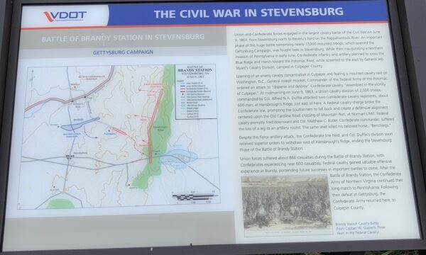 THE CIVIL WAR IN STEVENSBURG BATTLE OF BRANDY STATION MEMORIAL PANEL