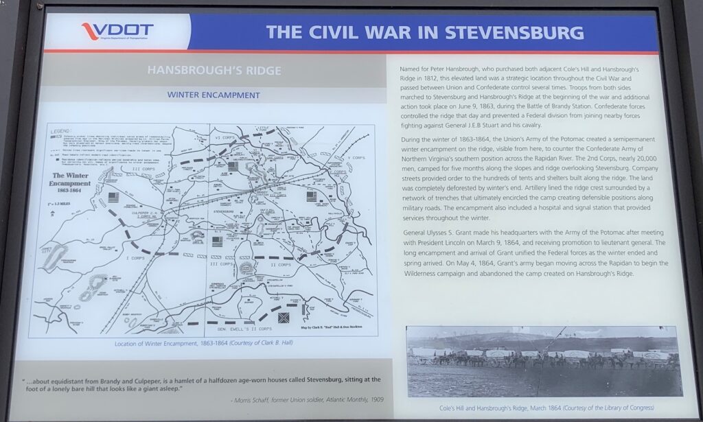 THE CIVIL WAR IN STEVENSBURG HANSBROUGH’S RIDGE MEMORIAL PANEL