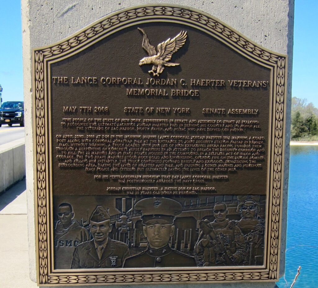 THE LANCE CORPORAL JORDAN C. HAETER VETERANS’ MEMORIAL BRIDGE PLAQUE