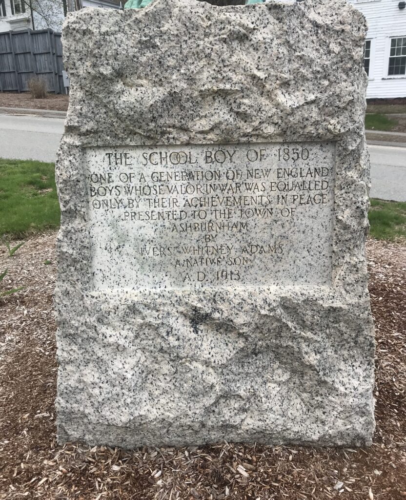 THE SCHOOL BOY OF 1850 WAR MEMORIAL DEDICATION STONE
