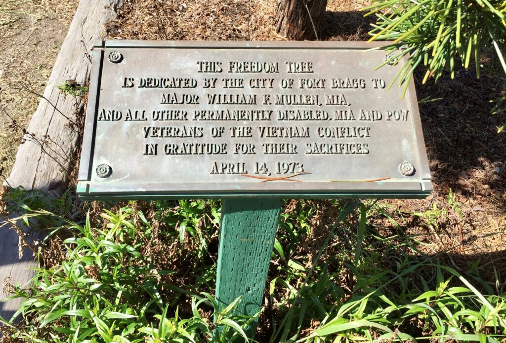 THIS FREEDOM TREE MAJOR WILLIAM F. MULLEN WAR MEMORIAL PLAQUE