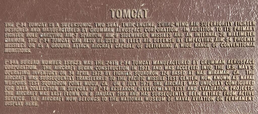 TOMCAT AIRCRAFT MEMORIAL PLAQUE