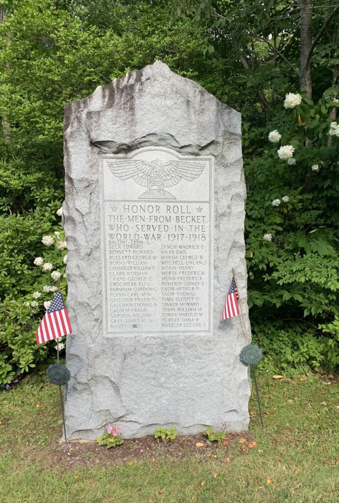 TOWN OF BECKET WORLD WAR MEMORIAL