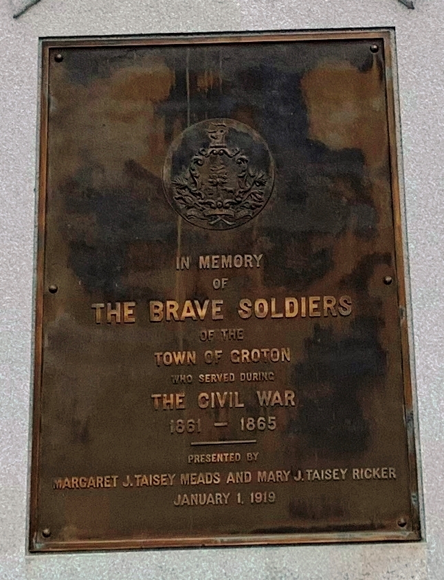 TOWN OF GROTON CIVIL WAR MEMORIAL PLAQUE A