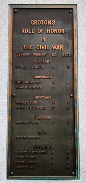 TOWN OF GROTON CIVIL WAR MEMORIAL PLAQUE D