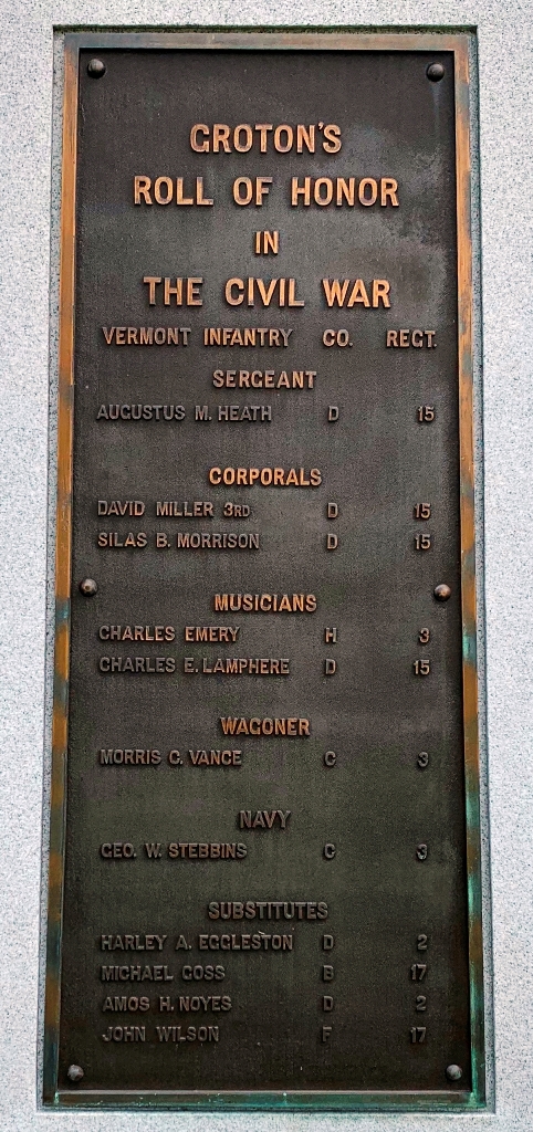 TOWN OF GROTON CIVIL WAR MEMORIAL PLAQUE D