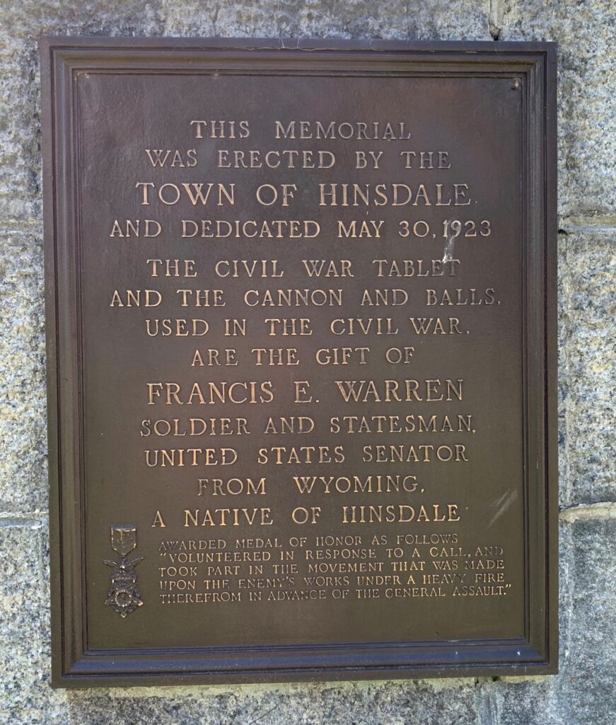 TOWN OF HINSDALE WAR MEMORIAL PLAQUE A