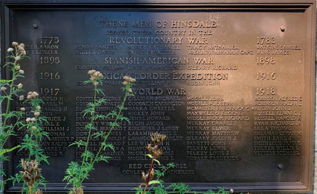 TOWN OF HINSDALE WAR MEMORIAL PLAQUE B