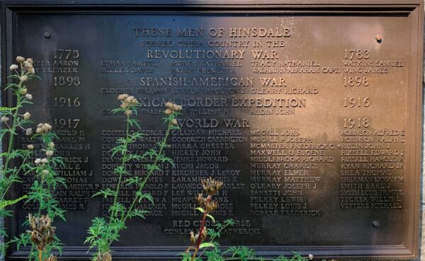 TOWN OF HINSDALE WAR MEMORIAL PLAQUE B