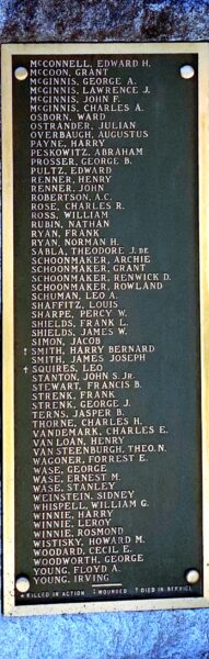 TOWN OF HUNTER WORLD WAR MEMORIAL PLAQUE B