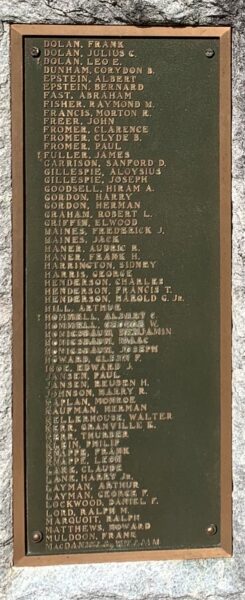 TOWN OF HUNTER WORLD WAR MEMORIAL PLAQUE C