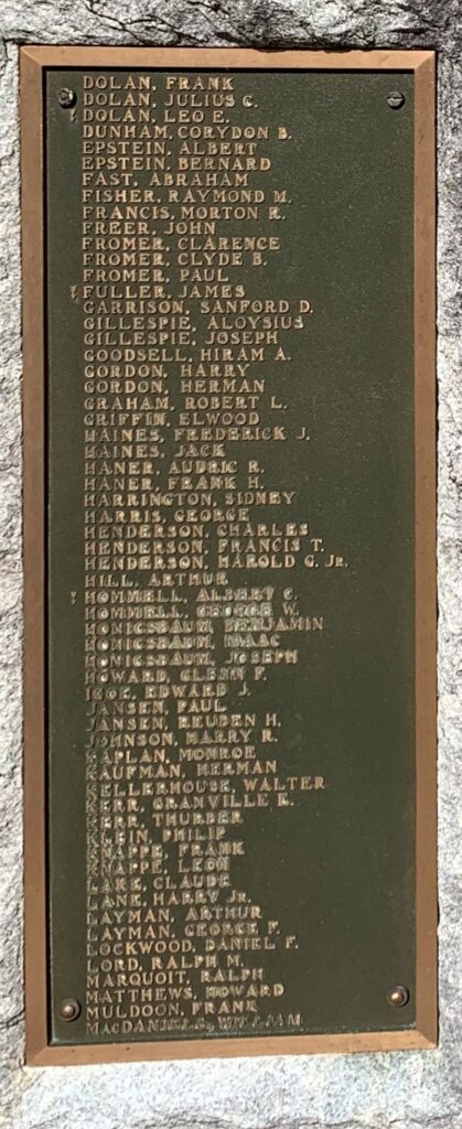 TOWN OF HUNTER WORLD WAR MEMORIAL PLAQUE C