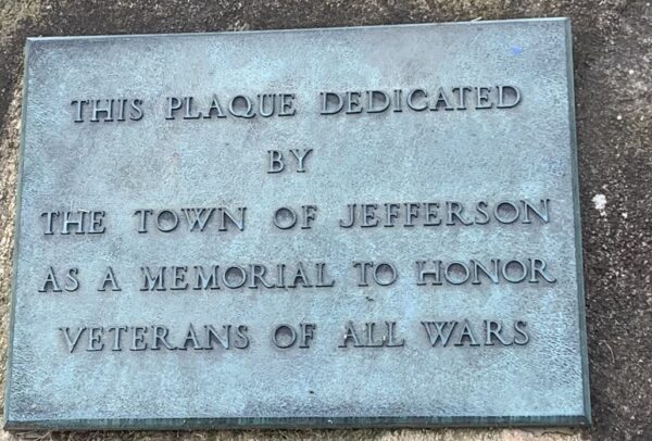 TOWN OF JEFFERSON ALL WARS VETERANS MEMORIAL PLAQUE