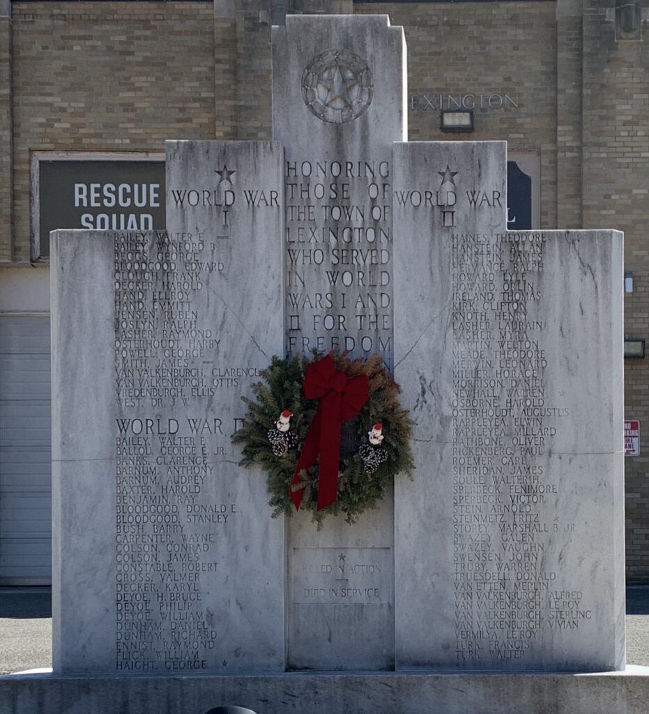 TOWN OF LEXINGTON WORLD WAR I AND WORLD WAR II MEMORIAL FRONT