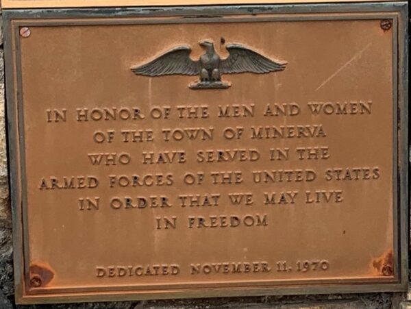 TOWN OF MINERVA WORLD WAR II MEMORIAL PLAQUE B