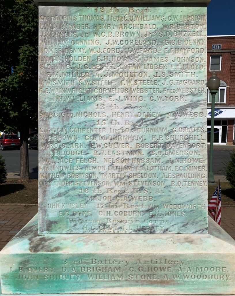 TOWN OF NORTHFIELD CIVIL WAR MEMORIAL SIDE C