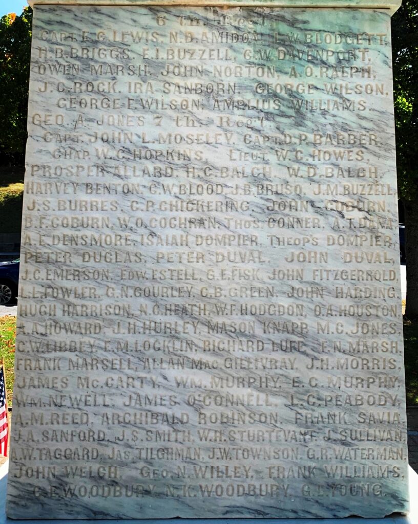 TOWN OF NORTHFIELD CIVIL WAR MEMORIAL SIDE D