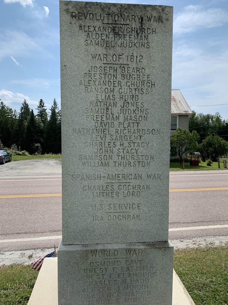 TOWN OF ORANGE WAR VETERANS MEMORIAL SIDE A