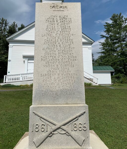 TOWN OF ORANGE WAR VETERANS MEMORIAL SIDE B