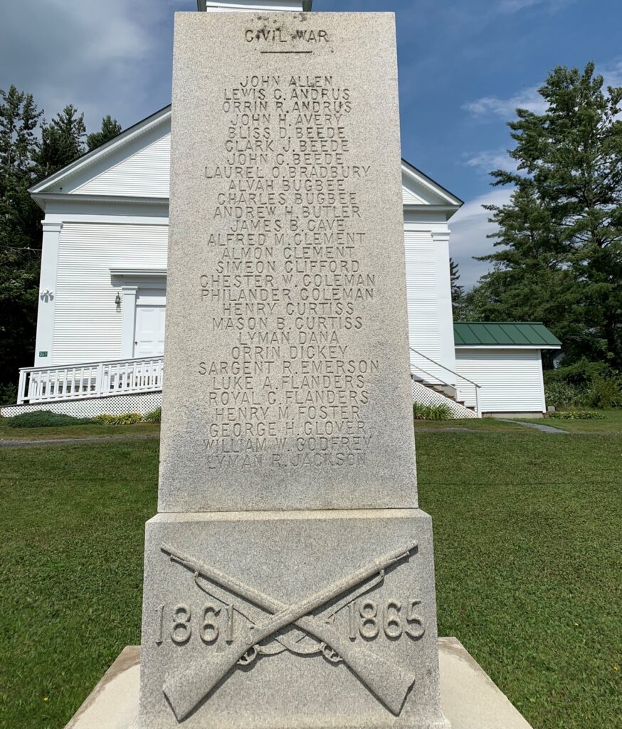 TOWN OF ORANGE WAR VETERANS MEMORIAL SIDE B