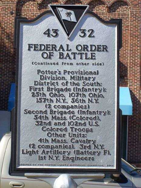 FEDERAL ORDER OF BATTLE WAR MEMORIAL MARKER BACK