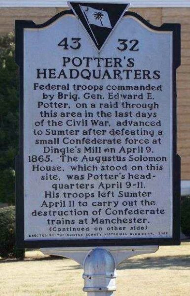 POTTER’S HEADQUARTERS WAR MEMORIAL MARKER FRONT