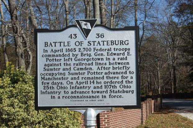 BATTLE OF STATEBURG WAR MEMORIAL MARKER FRONT