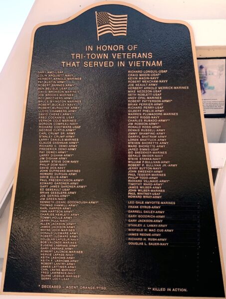TRI-TOWN VIETNAM VETERANS MEMORIAL PLAQUE