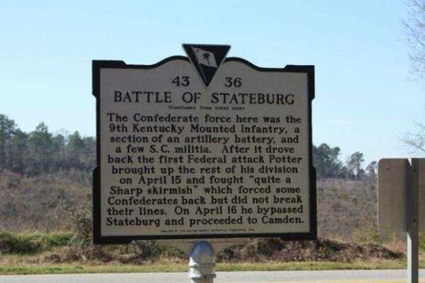 BATTLE OF STATEBURG WAR MEMORIAL MARKER BACK