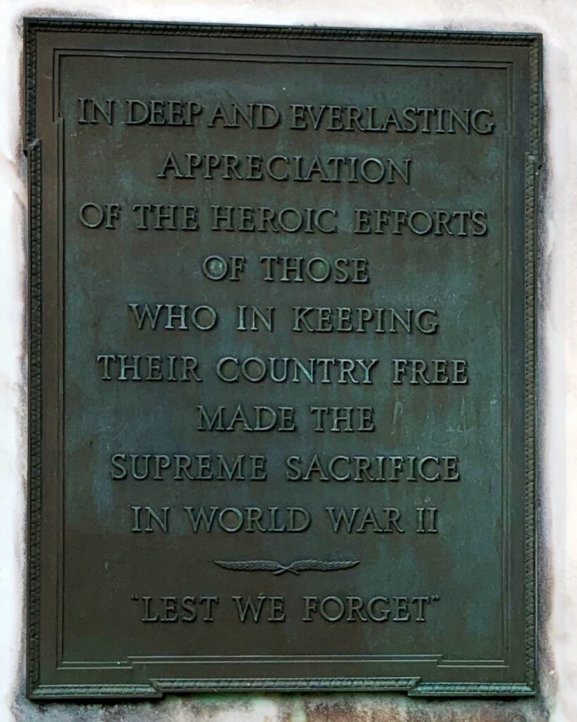 TWELFTH WARD WORLD WAR II MEMORIAL PLAQUE B