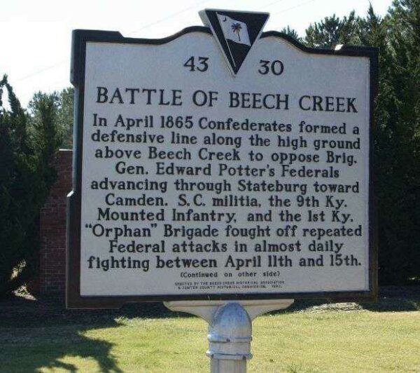 BATTLE OF BEECH CREEK WAR MEMORIAL MARKER FRONT