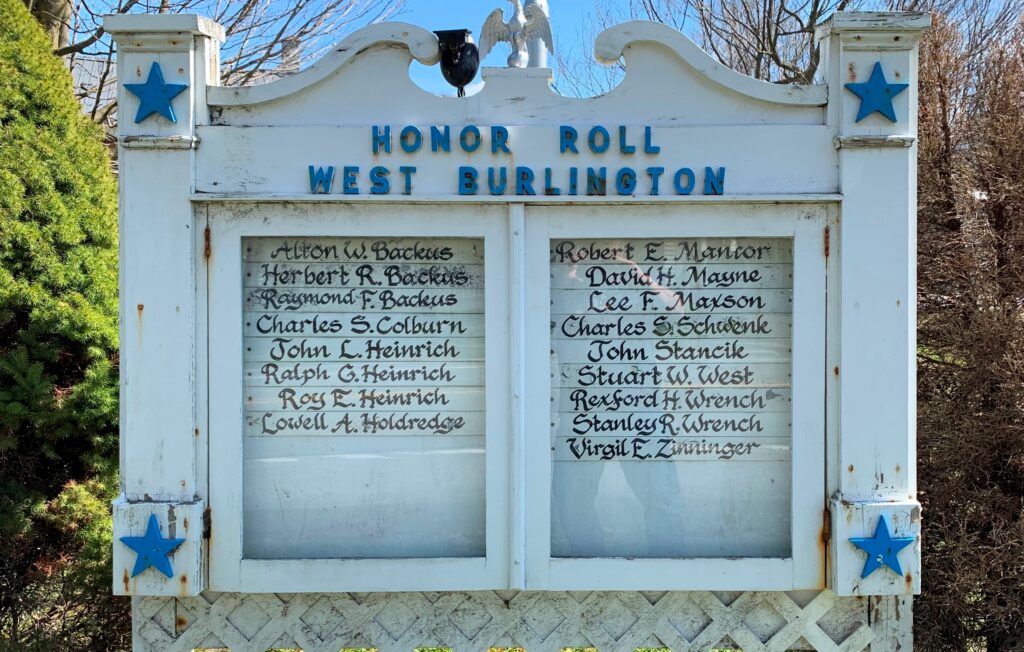 WEST BURLINGTON HONOR ROLL MEMORIAL