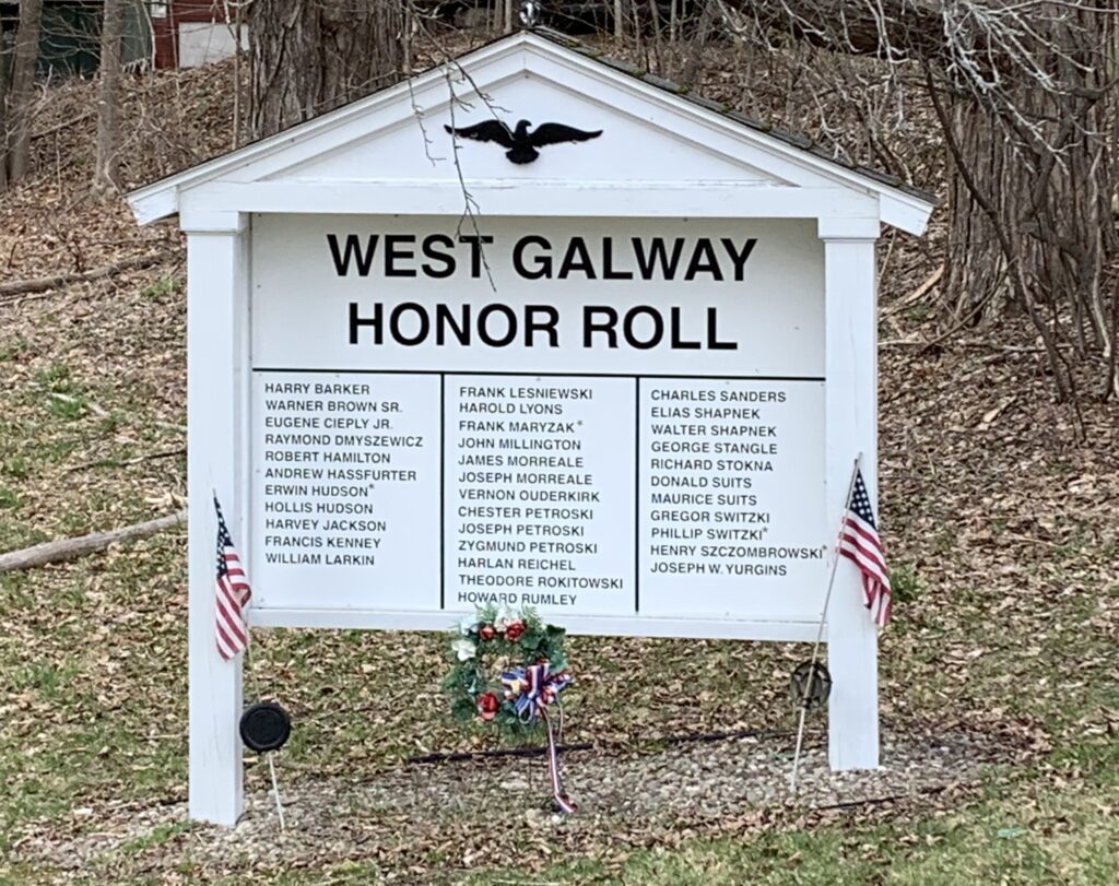 WEST GALWAY HONOR ROLL MEMORIAL