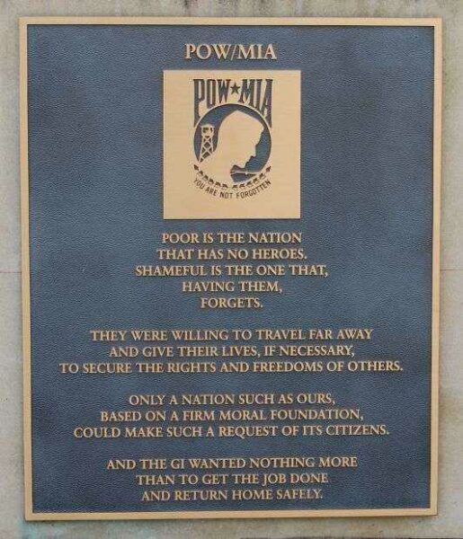 OCONEE COUNTY POW-MIA MEMORIAL PLAQUE