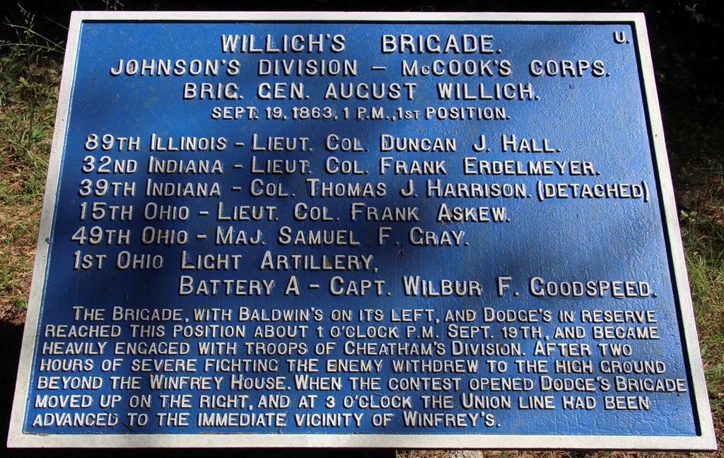 Willich’s Brigade War Memorial Plaque VI