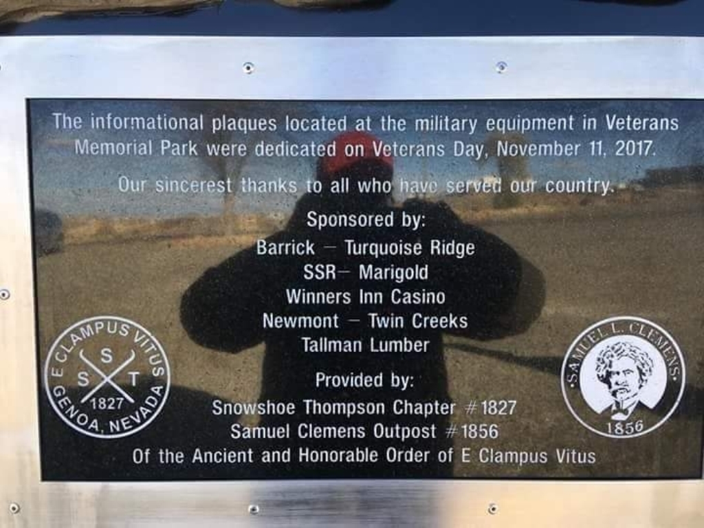 WINNEMUCCA VETERANS MEMORIAL PARK PLAQUE