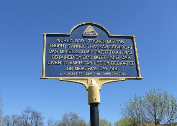 WORLD WAR I TRENCH MORTAR MEMORIAL MARKER