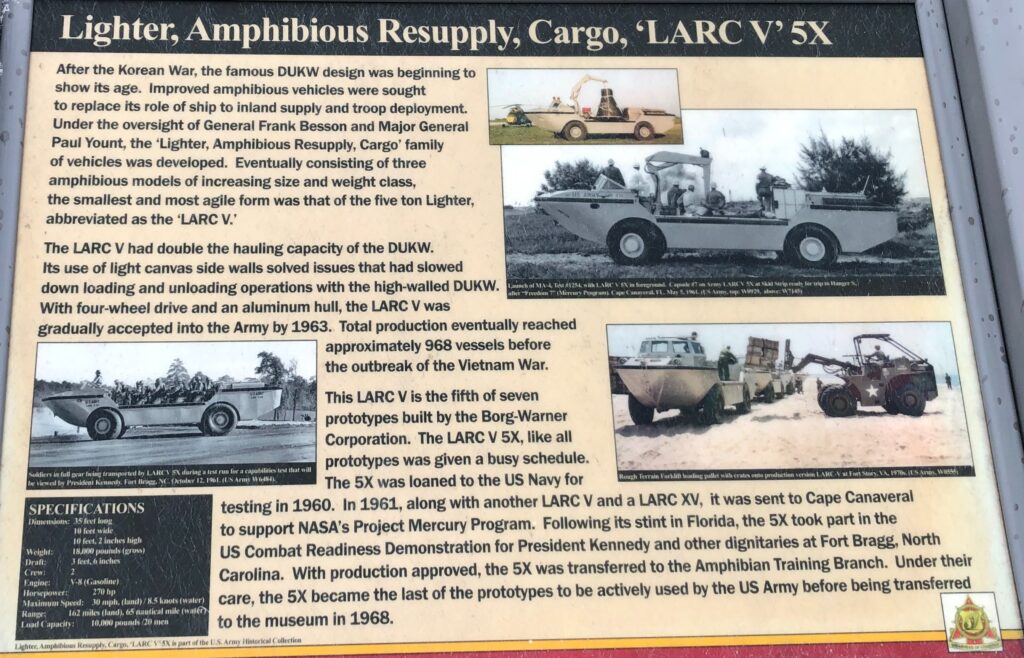 LIGHTER, AMPHIBIOUS RESUPPLY, CARGO, ‘LARC V’ 5X MEMORIAL PANEL