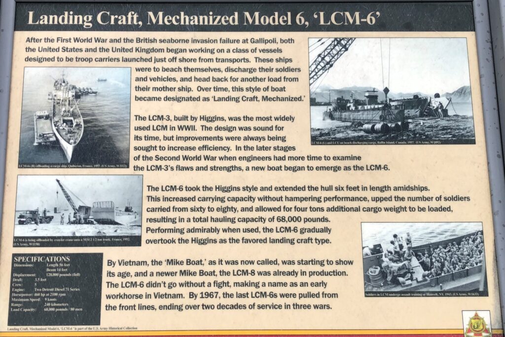 LANDING CRAFT, MECHANIZED MODEL 6, ‘LCM-6’ MEMORIAL PLANEL