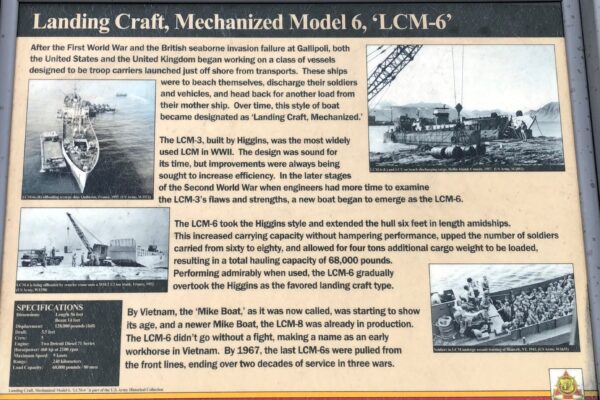 LANDING CRAFT, MECHANIZED MODEL 6, ‘LCM-6’ MEMORIAL PLANEL