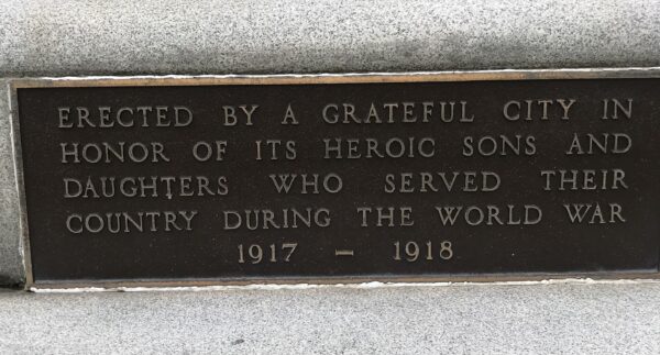 CITY OF GARDNER WORLD WAR MEMORIAL PLAQUE